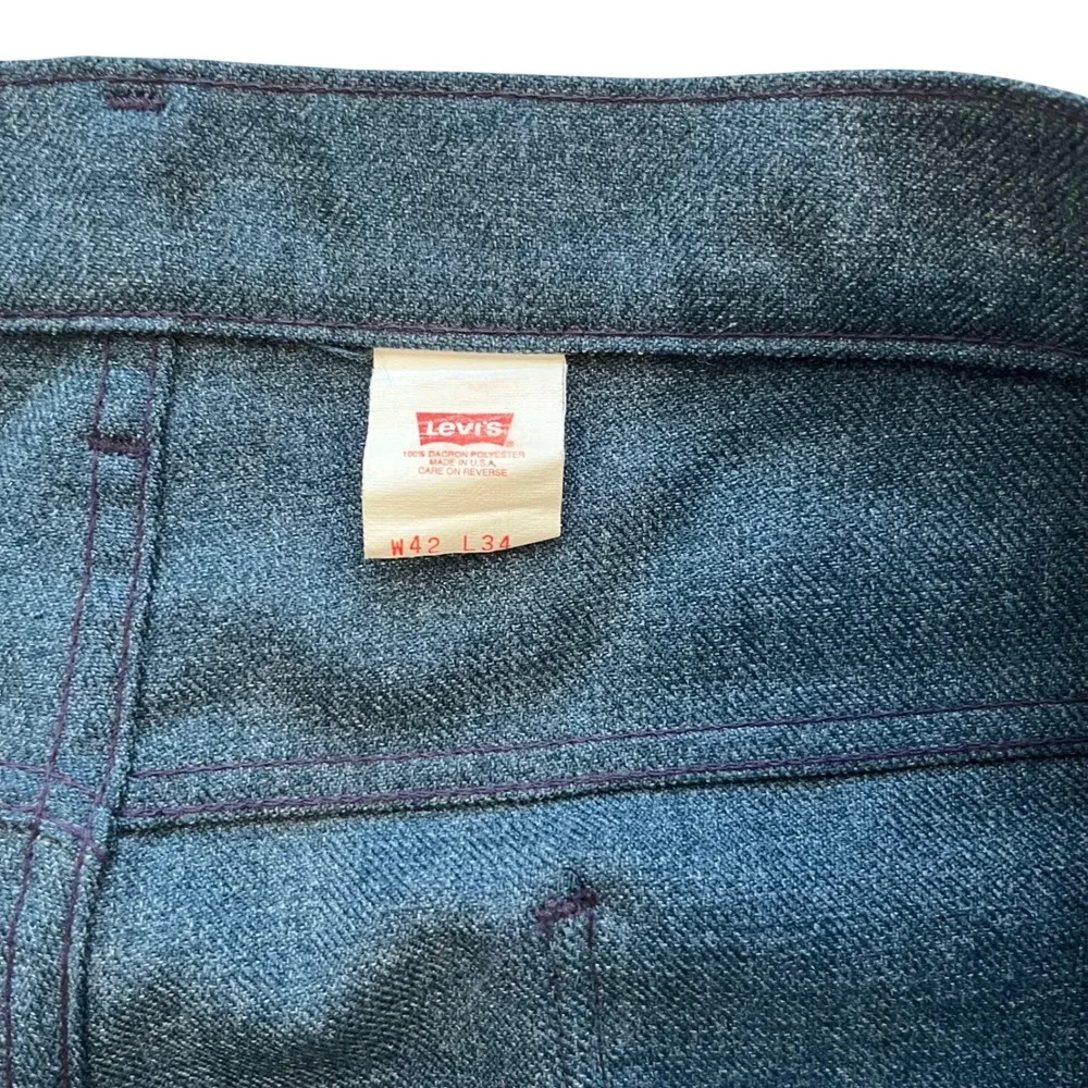 Vintage Levis 517 Mens 42x34 Blue Gray Dacron Polyester Bootcut Pants USA‎ Made